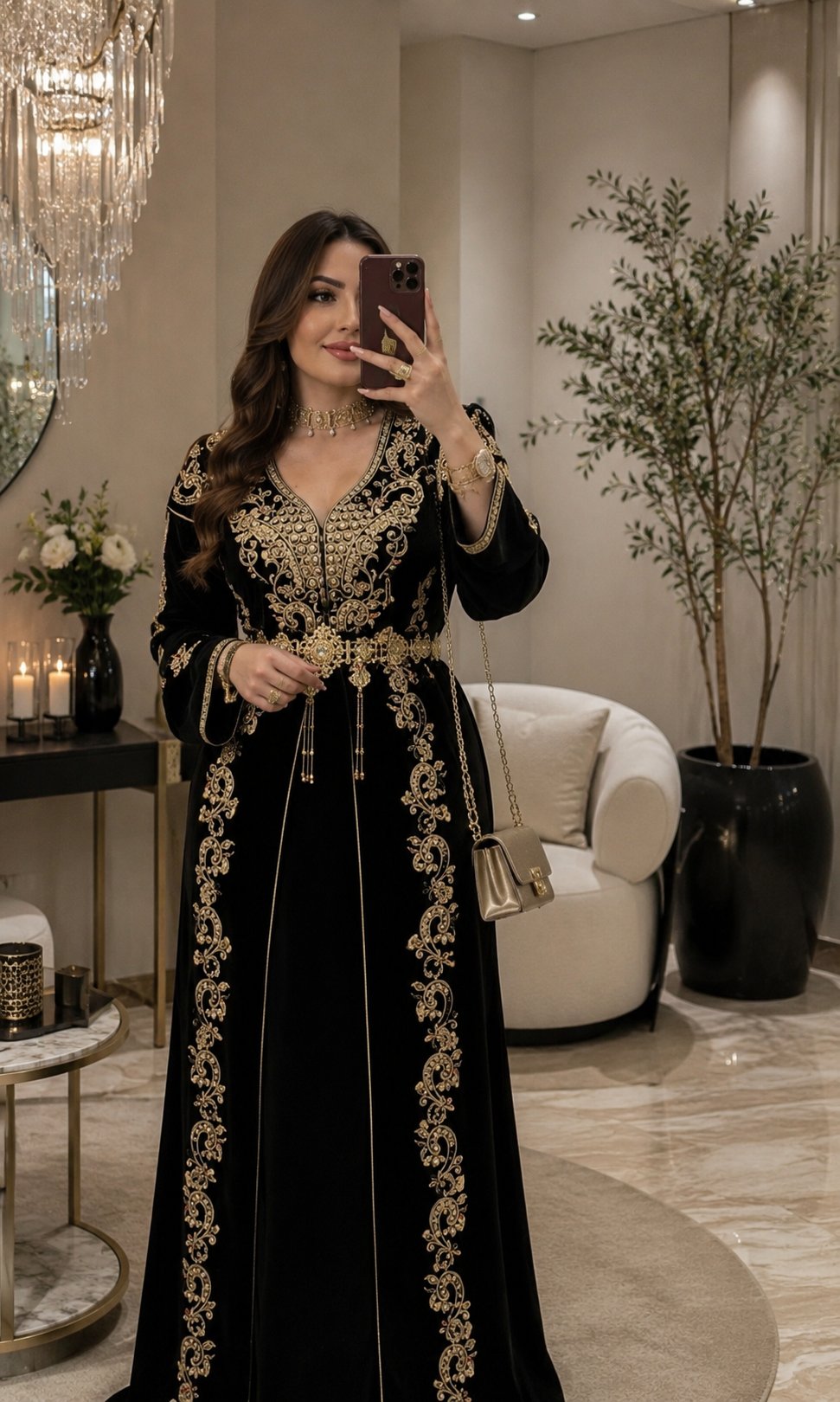 Takchita velours noir broderies or